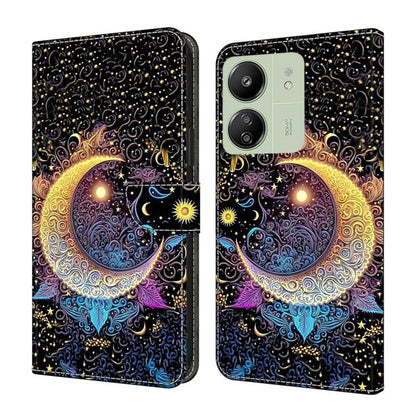 Crystal-Like Painted Vegan Leather Phone Case, For Redmi 14C 4G, For Redmi 13C 4G / 5G, For Redmi K70E / Poco X6 Pro