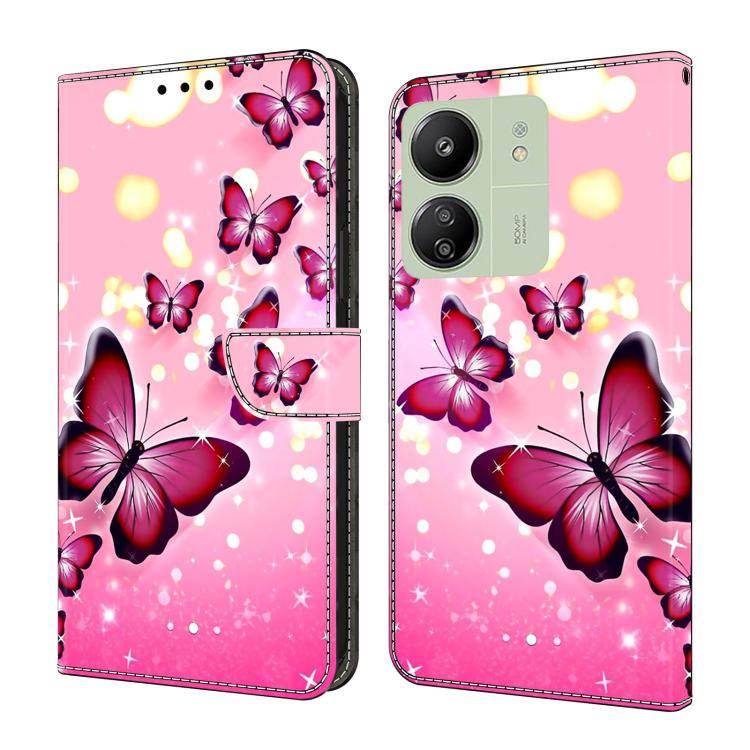 Crystal-Like Painted Vegan Leather Phone Case, For Redmi 14C 4G, For Redmi 13C 4G / 5G, For Redmi K70E / Poco X6 Pro