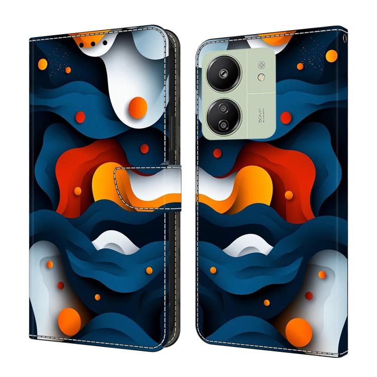Crystal-Like Painted Vegan Leather Phone Case, For Redmi 14C 4G, For Redmi 13C 4G / 5G, For Redmi K70E / Poco X6 Pro