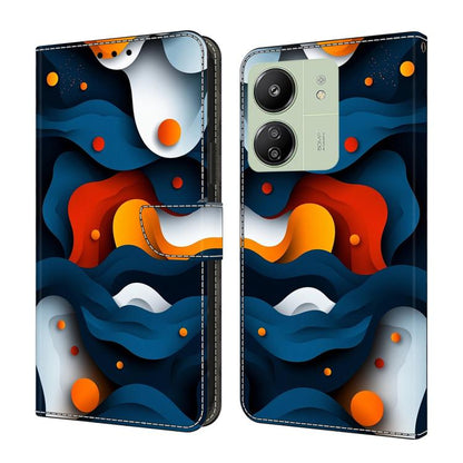 Crystal-Like Painted Vegan Leather Phone Case, For Redmi 14C 4G, For Redmi 13C 4G / 5G, For Redmi K70E / Poco X6 Pro