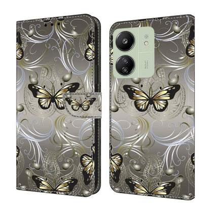 Crystal-Like Painted Vegan Leather Phone Case, For Redmi 14C 4G, For Redmi 13C 4G / 5G, For Redmi K70E / Poco X6 Pro