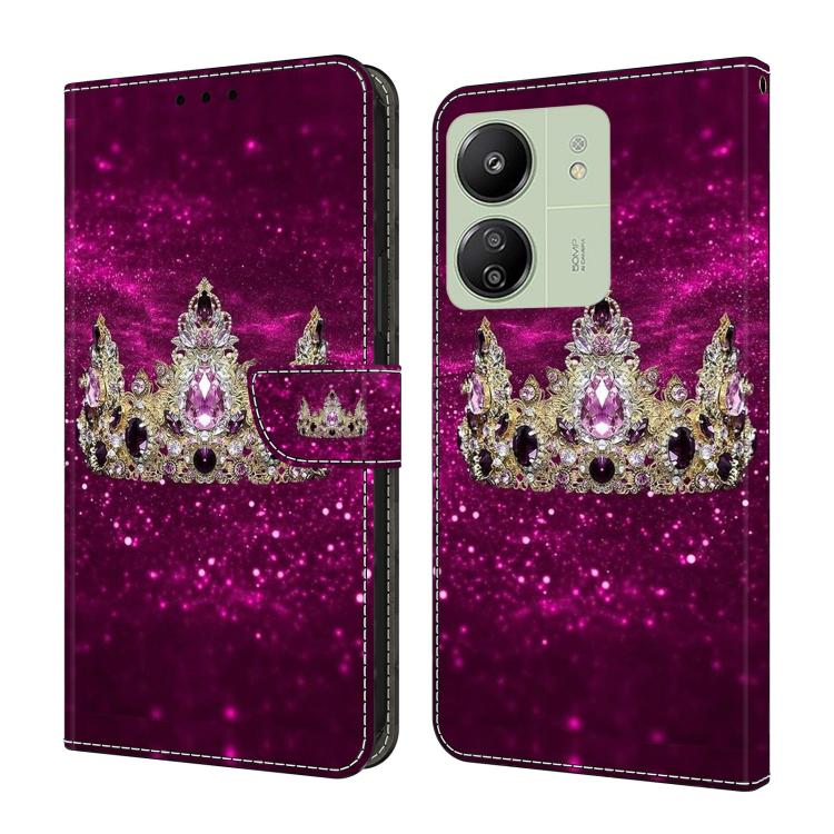 Crystal-Like Painted Vegan Leather Phone Case, For Redmi 14C 4G, For Redmi 13C 4G / 5G, For Redmi K70E / Poco X6 Pro