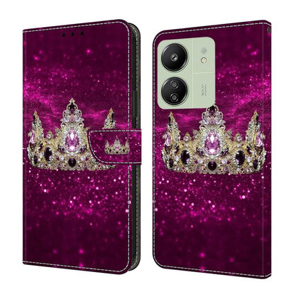 Crystal-Like Painted Vegan Leather Phone Case, For Redmi 14C 4G, For Redmi 13C 4G / 5G, For Redmi K70E / Poco X6 Pro