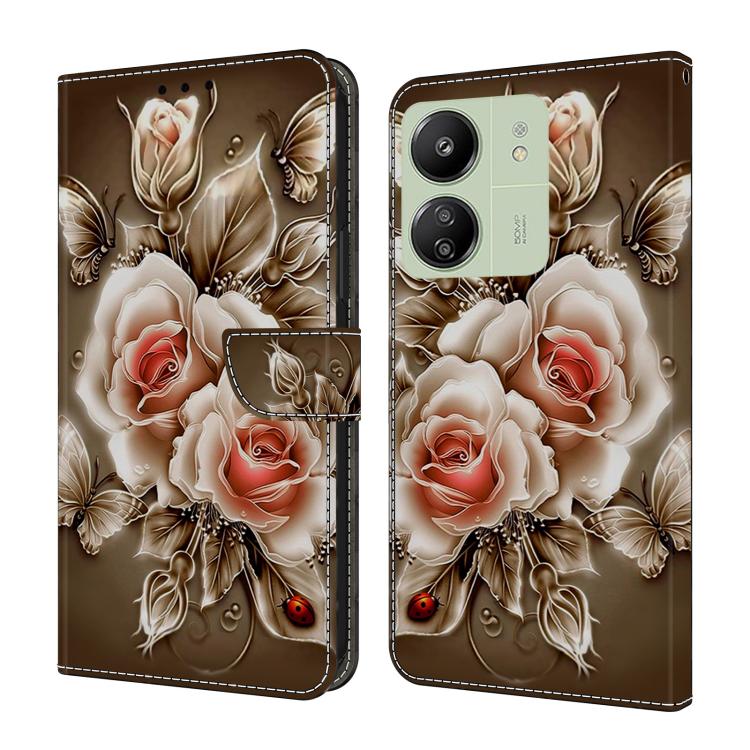 Crystal-Like Painted Vegan Leather Phone Case, For Redmi 14C 4G, For Redmi 13C 4G / 5G, For Redmi K70E / Poco X6 Pro