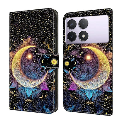 Crystal-Like Painted Vegan Leather Phone Case, For Redmi 14C 4G, For Redmi 13C 4G / 5G, For Redmi K70E / Poco X6 Pro