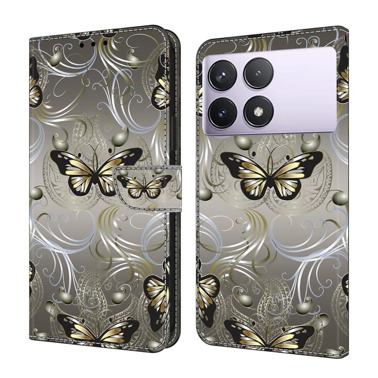 Crystal-Like Painted Vegan Leather Phone Case, For Redmi 14C 4G, For Redmi 13C 4G / 5G, For Redmi K70E / Poco X6 Pro