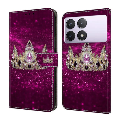 Crystal-Like Painted Vegan Leather Phone Case, For Redmi 14C 4G, For Redmi 13C 4G / 5G, For Redmi K70E / Poco X6 Pro