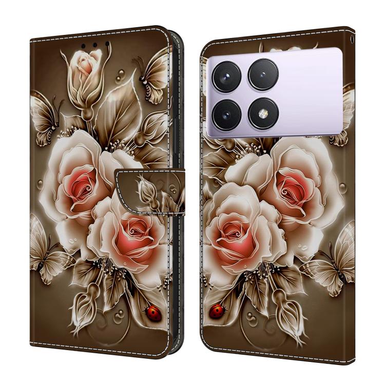 Crystal-Like Painted Vegan Leather Phone Case, For Redmi 14C 4G, For Redmi 13C 4G / 5G, For Redmi K70E / Poco X6 Pro