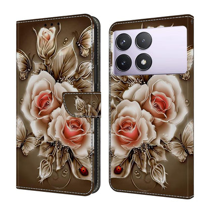 Crystal-Like Painted Vegan Leather Phone Case, For Redmi 14C 4G, For Redmi 13C 4G / 5G, For Redmi K70E / Poco X6 Pro