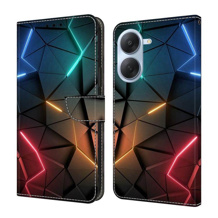 Étui de téléphone en cuir vegan peint effet cristal, Pour Redmi Note 15 5G / 4G Global 164mm, Pour Redmi Note 15 Pro 5G Global 163.6mm, Pour Redmi 15C 5G / 4G EU 173mm, Pour Redmi 15 5G Global / 4G SEA 169.5mm