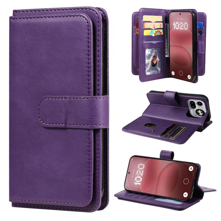 Multi-Function Wallet 10 Card Slots Leather Phone Case, For Nothing Phone 4a Pro, For Nothing Phone 4a