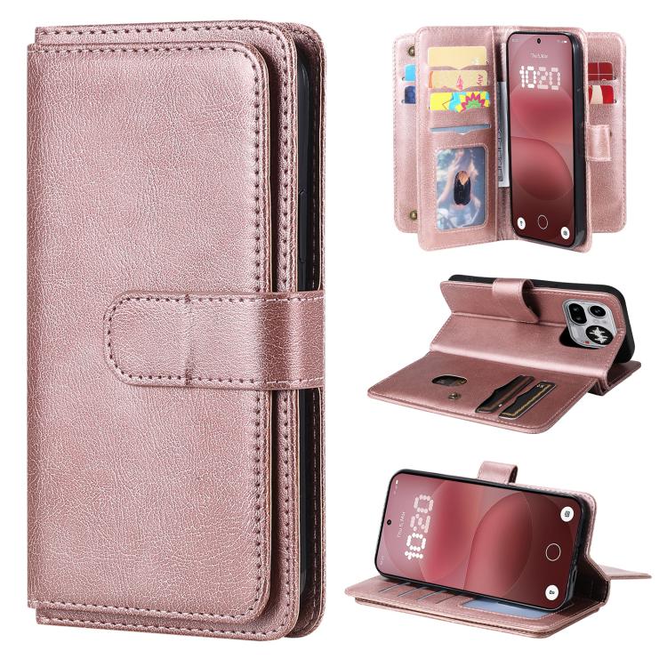 Multi-Function Wallet 10 Card Slots Leather Phone Case, For Nothing Phone 4a Pro, For Nothing Phone 4a