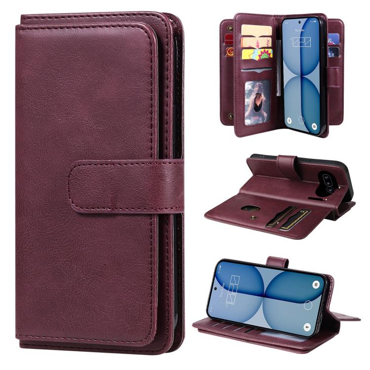 Multi-Function Wallet 10 Card Slots Leather Phone Case, For Nothing Phone 4a Pro, For Nothing Phone 4a