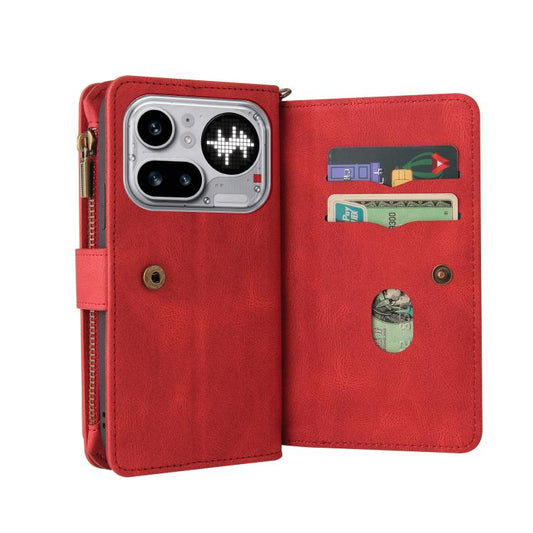 Skin Feel Multi Card Slots Zipper Wallet Leather Phone Case, For Nothing Phone 4a Pro, For Nothing Phone 4a
