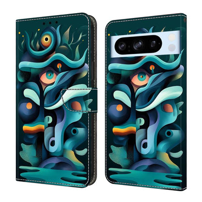 Crystal-Like Painted Vegan Leather Phone Case, For Google Pixel 9 Pro, For Google Pixel 9, For Google Pixel 8a, For Google Pixel 8 Pro, For Google Pixel 8