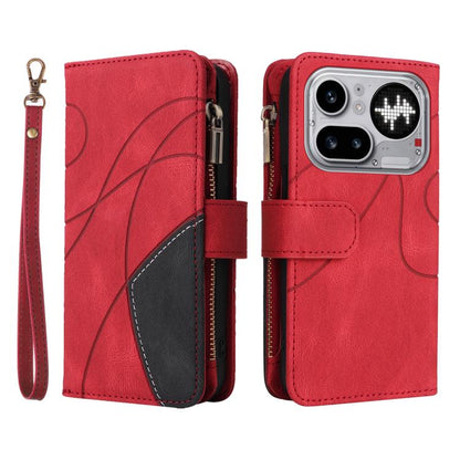 Dual-color 9 Card Slots Zipper Wallet Leather Phone Case, For Nothing Phone 4a Pro, For Nothing Phone 4a