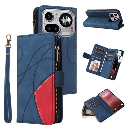 Dual-color 9 Card Slots Zipper Wallet Leather Phone Case, For Nothing Phone 4a Pro, For Nothing Phone 4a