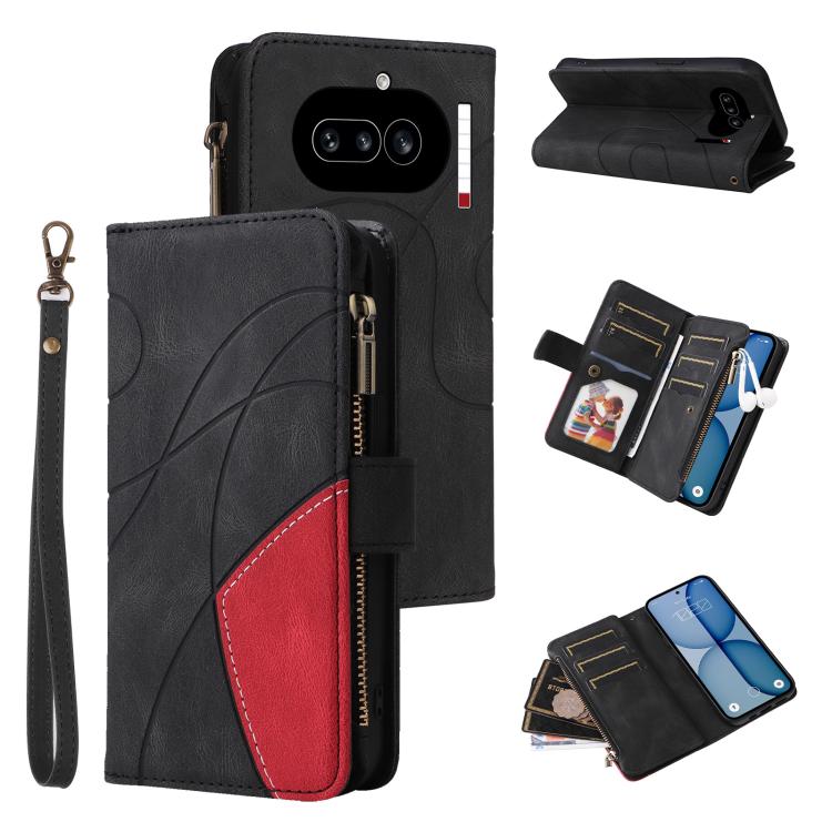 Dual-color 9 Card Slots Zipper Wallet Leather Phone Case, For Nothing Phone 4a Pro, For Nothing Phone 4a