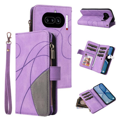 Dual-color 9 Card Slots Zipper Wallet Leather Phone Case, For Nothing Phone 4a Pro, For Nothing Phone 4a