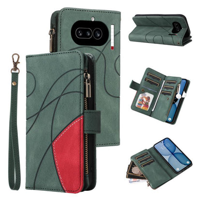 Dual-color 9 Card Slots Zipper Wallet Leather Phone Case, For Nothing Phone 4a Pro, For Nothing Phone 4a