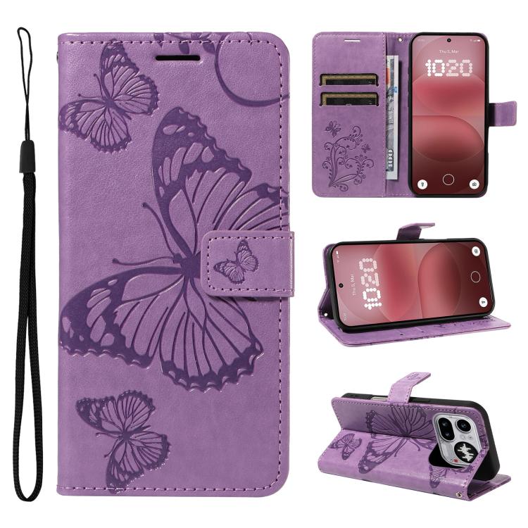 3D Butterfly Embossed Pattern Flip Leather Phone Case, For Nothing Phone 4a Pro, For Nothing Phone 4a