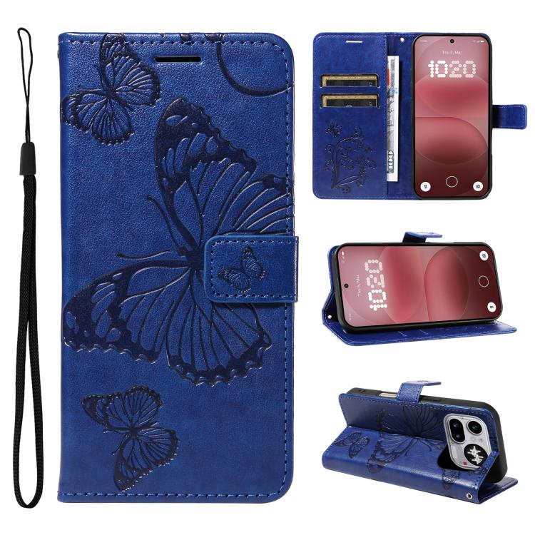 3D Butterfly Embossed Pattern Flip Leather Phone Case, For Nothing Phone 4a Pro, For Nothing Phone 4a