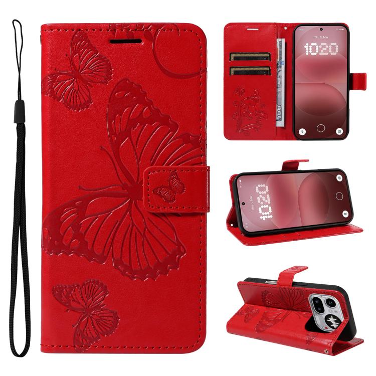 3D Butterfly Embossed Pattern Flip Leather Phone Case, For Nothing Phone 4a Pro, For Nothing Phone 4a