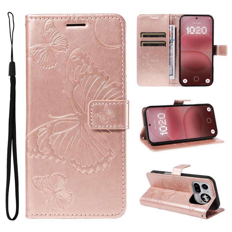 3D Butterfly Embossed Pattern Flip Leather Phone Case, For Nothing Phone 4a Pro, For Nothing Phone 4a