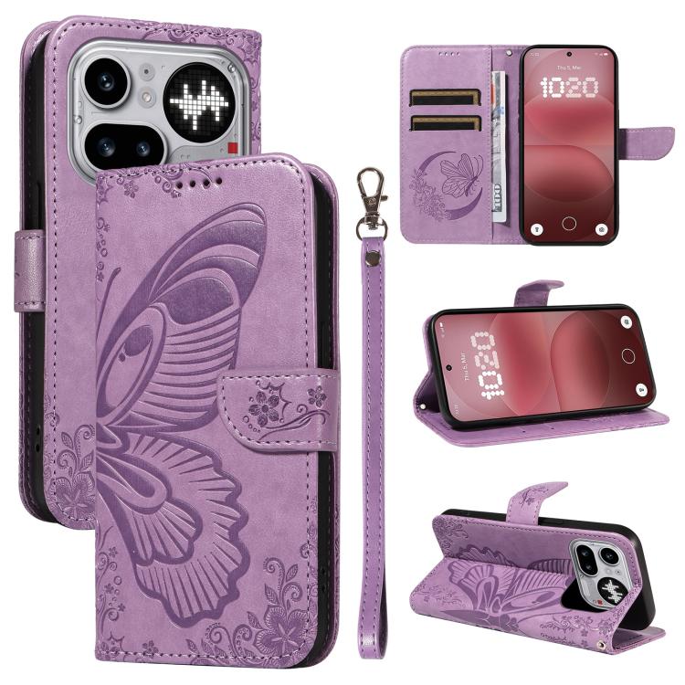 Swallowtail Butterfly Embossed Leather Phone Case, For Nothing Phone 4a Pro, For Nothing Phone 4a