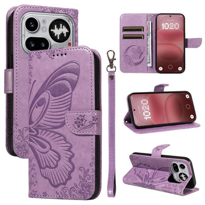 Swallowtail Butterfly Embossed Leather Phone Case, For Nothing Phone 4a Pro, For Nothing Phone 4a