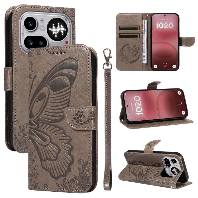 Swallowtail Butterfly Embossed Leather Phone Case, For Nothing Phone 4a Pro, For Nothing Phone 4a