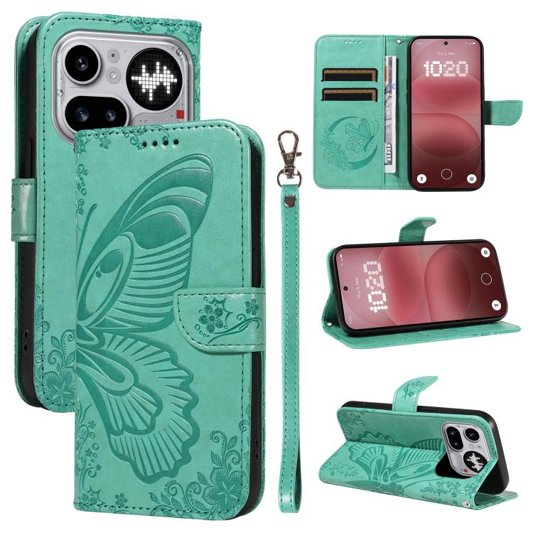 Swallowtail Butterfly Embossed Leather Phone Case, For Nothing Phone 4a Pro, For Nothing Phone 4a