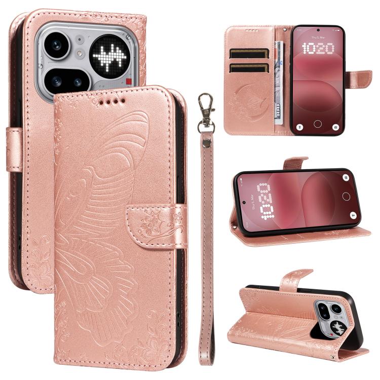 Swallowtail Butterfly Embossed Leather Phone Case, For Nothing Phone 4a Pro, For Nothing Phone 4a