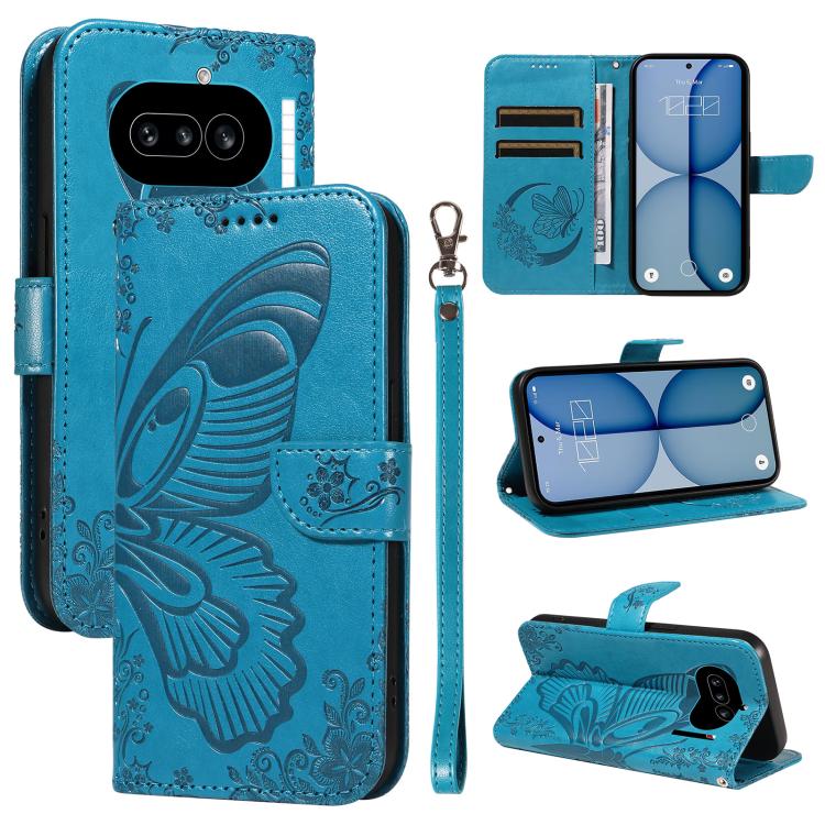 Swallowtail Butterfly Embossed Leather Phone Case, For Nothing Phone 4a Pro, For Nothing Phone 4a