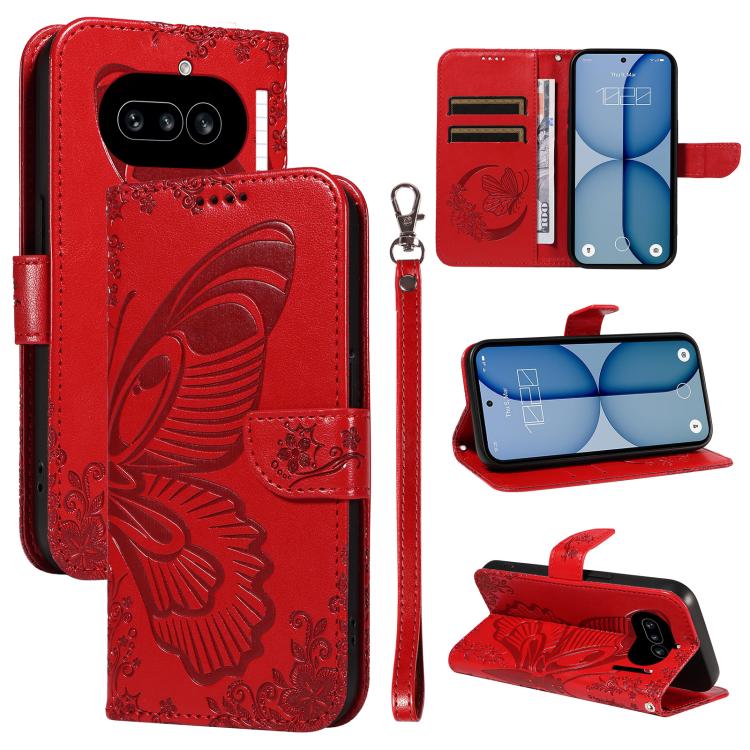Swallowtail Butterfly Embossed Leather Phone Case, For Nothing Phone 4a Pro, For Nothing Phone 4a