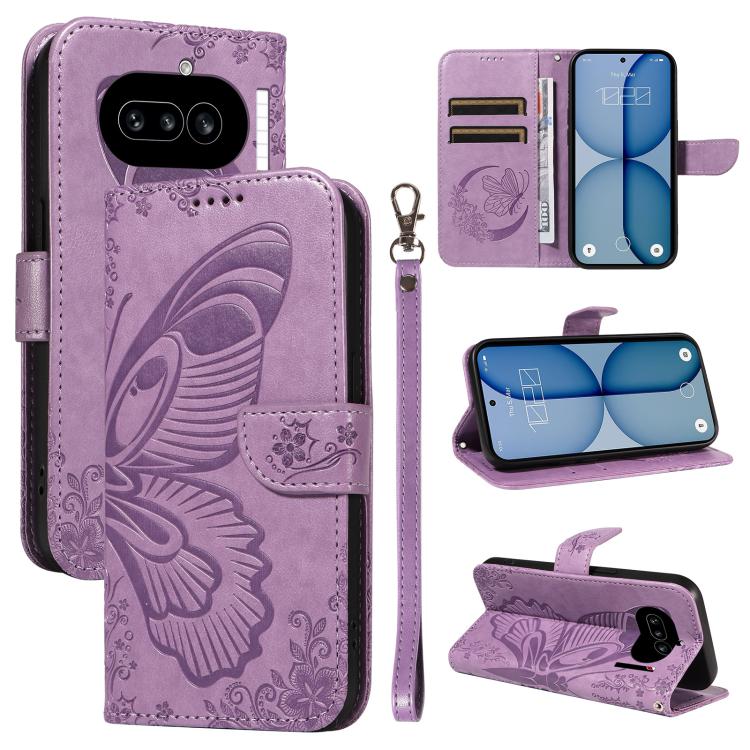 Swallowtail Butterfly Embossed Leather Phone Case, For Nothing Phone 4a Pro, For Nothing Phone 4a