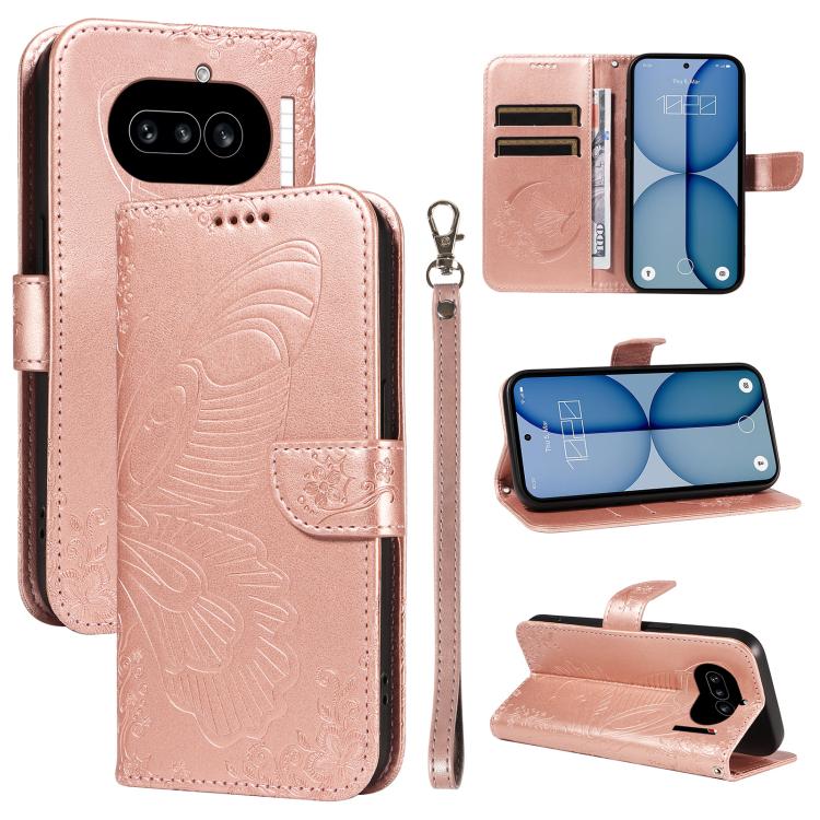 Swallowtail Butterfly Embossed Leather Phone Case, For Nothing Phone 4a Pro, For Nothing Phone 4a