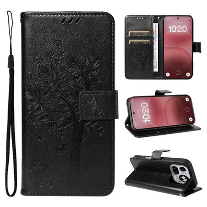 Tree & Cat Embossed Pattern Flip Leather Phone Case, For Nothing Phone 4a Pro, For Nothing Phone 4a
