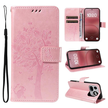 Tree & Cat Embossed Pattern Flip Leather Phone Case, For Nothing Phone 4a Pro, For Nothing Phone 4a