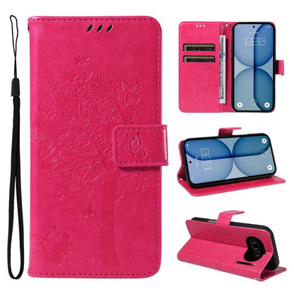 Tree & Cat Embossed Pattern Flip Leather Phone Case, For Nothing Phone 4a Pro, For Nothing Phone 4a