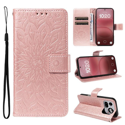 Embossed Sunflower Pattern Flip Leather Phone Case, For Nothing Phone 4a Pro, For Nothing Phone 4a