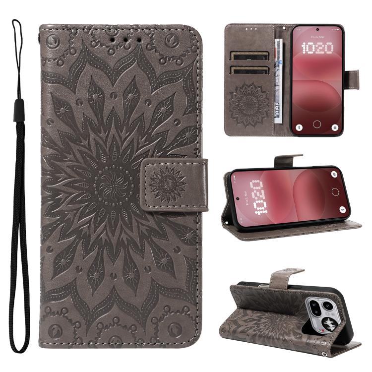 Embossed Sunflower Pattern Flip Leather Phone Case, For Nothing Phone 4a Pro, For Nothing Phone 4a
