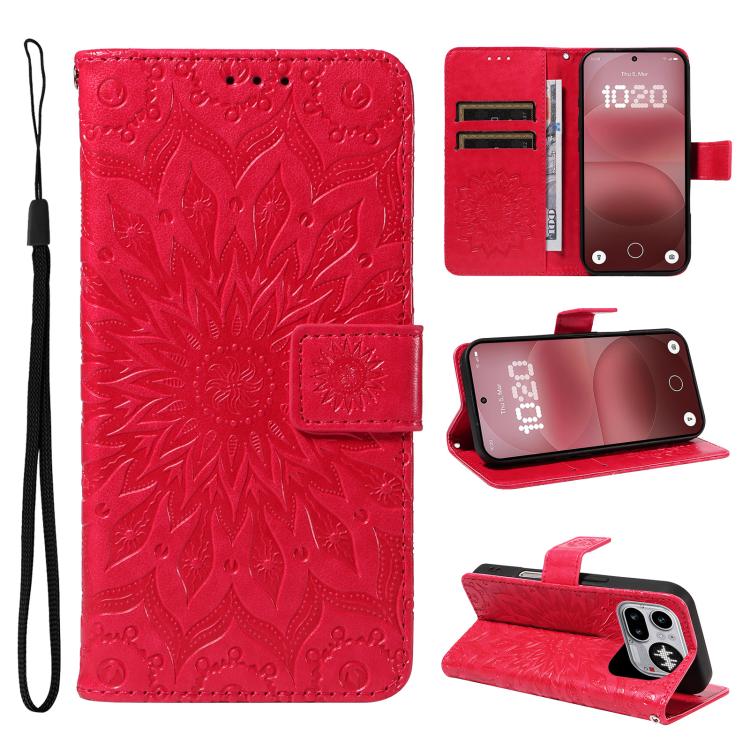 Embossed Sunflower Pattern Flip Leather Phone Case, For Nothing Phone 4a Pro, For Nothing Phone 4a