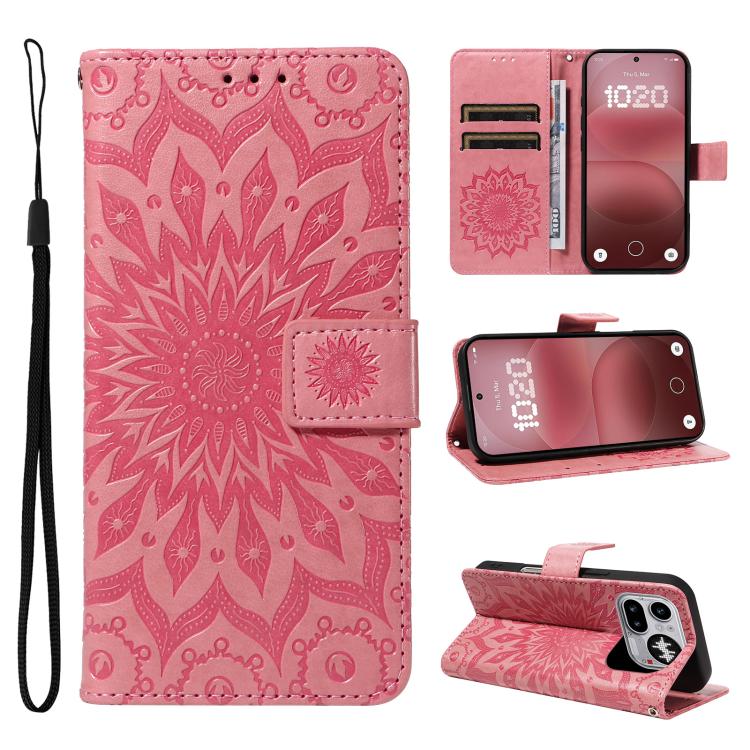 Embossed Sunflower Pattern Flip Leather Phone Case, For Nothing Phone 4a Pro, For Nothing Phone 4a