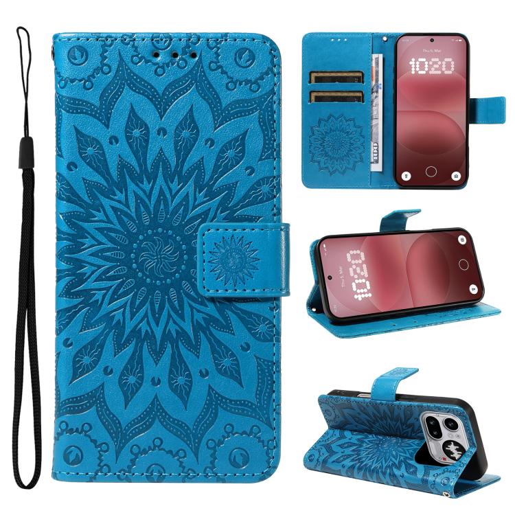 Embossed Sunflower Pattern Flip Leather Phone Case, For Nothing Phone 4a Pro, For Nothing Phone 4a