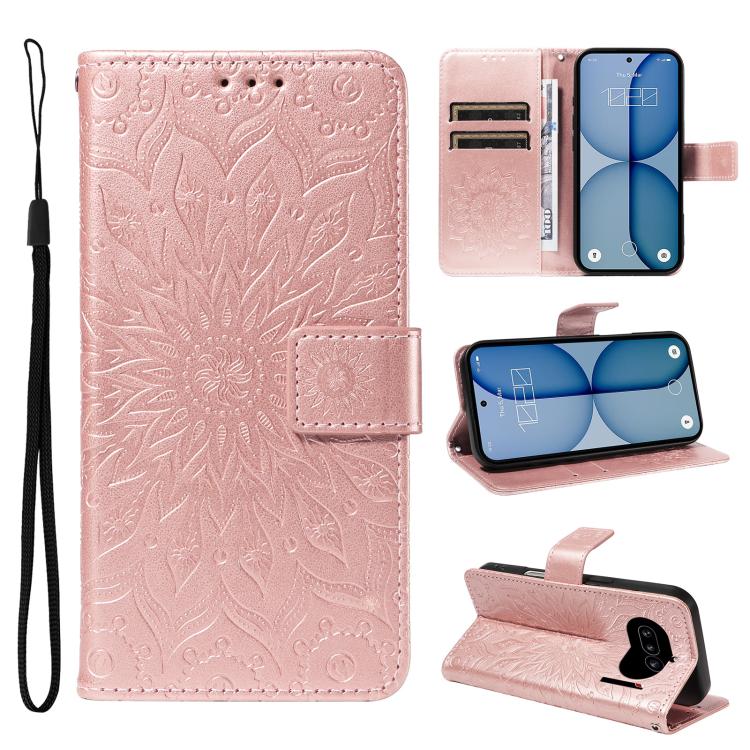 Embossed Sunflower Pattern Flip Leather Phone Case, For Nothing Phone 4a Pro, For Nothing Phone 4a