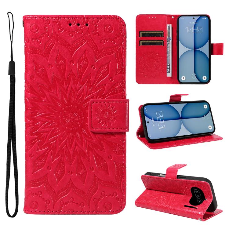 Embossed Sunflower Pattern Flip Leather Phone Case, For Nothing Phone 4a Pro, For Nothing Phone 4a