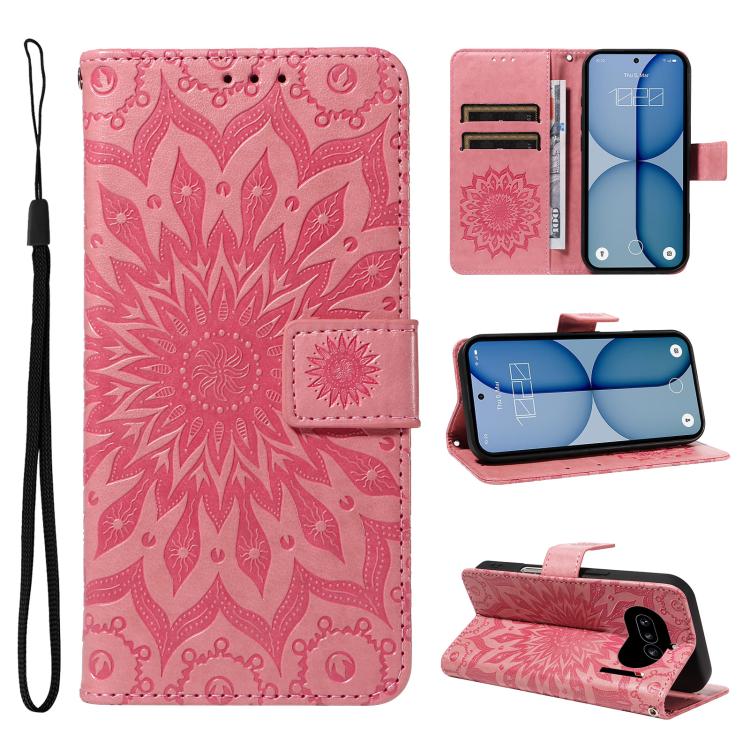 Embossed Sunflower Pattern Flip Leather Phone Case, For Nothing Phone 4a Pro, For Nothing Phone 4a