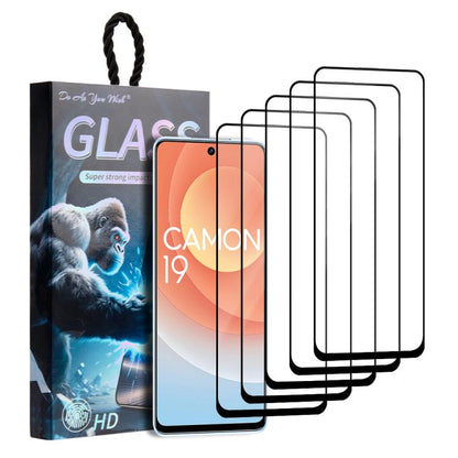 5pcs / Pack Do As You Wish Silk Screen Printed HD Tempered Glass Film, For Tecno Pop 10C 4G, For Tecno Spark 40 4G, For Tecno Pova 7 Ultra 5G, For Tecno Pova 7 4G, For Tecno Spark 30 Pro, For Tecno Spark 30 4G, For Tecno Pop 9 5G, For Tecno Spark Go 20...