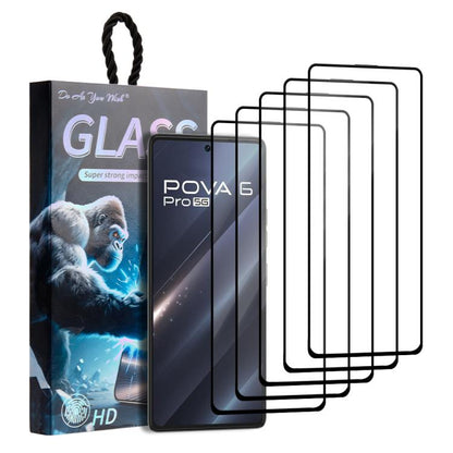5pcs / Pack Do As You Wish Silk Screen Printed HD Tempered Glass Film, For Tecno Pop 10C 4G, For Tecno Spark 40 4G, For Tecno Pova 7 Ultra 5G, For Tecno Pova 7 4G, For Tecno Spark 30 Pro, For Tecno Spark 30 4G, For Tecno Pop 9 5G, For Tecno Spark Go 20...